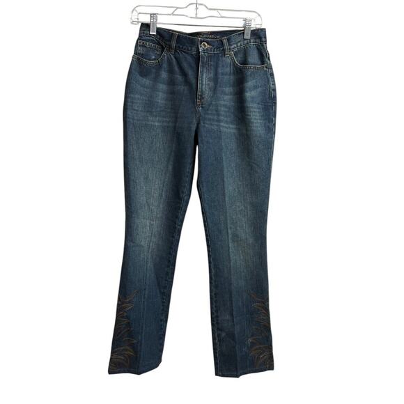 Lauren Jeans Co. Premium Ralph Lauren Dark Blue Denim Jeans Embroidered Size 2 - Picture 1 of 12